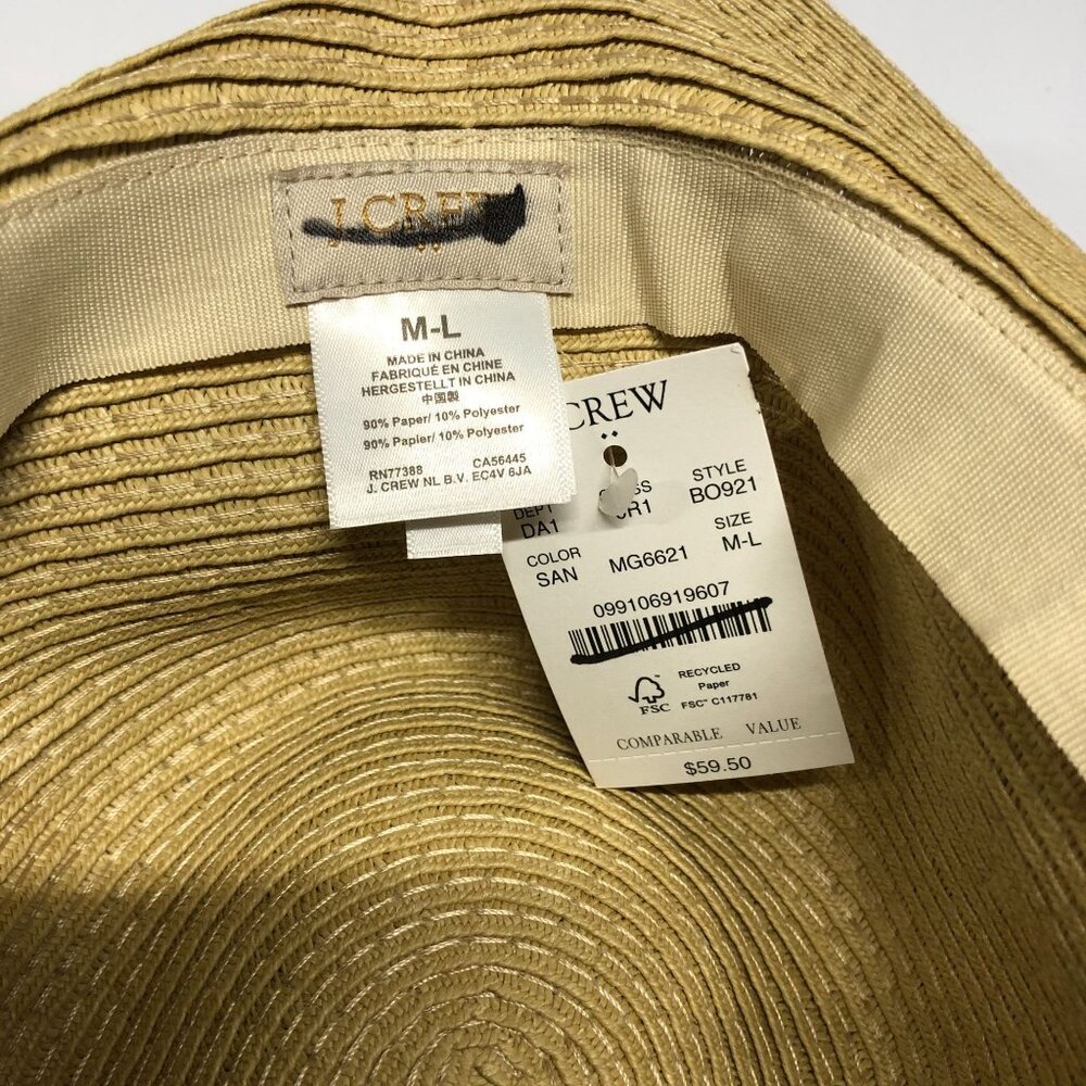 J.Crew Factory Packable Straw Hat Beige M-L - Picture 6 of 7